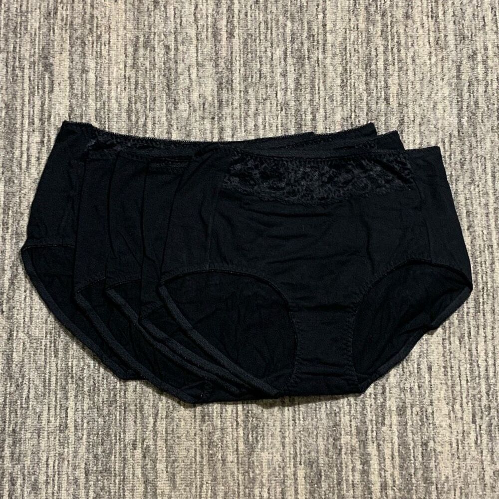 New Miss‎ Who Lot of 5 Women’s Underwear Large Black Cotton Comfort High Waisted